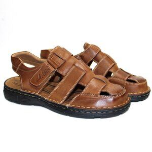 Mens Sandals Closed Toe Leather Fisherman Outdoor Hiking Sport Shoe Brown Size 9